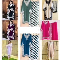 Designer embroidery work kurta pant dupatta set
